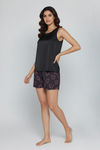 Zivame Satin Hearts Sleep Short Set - Black Beauty — thumbnail 4